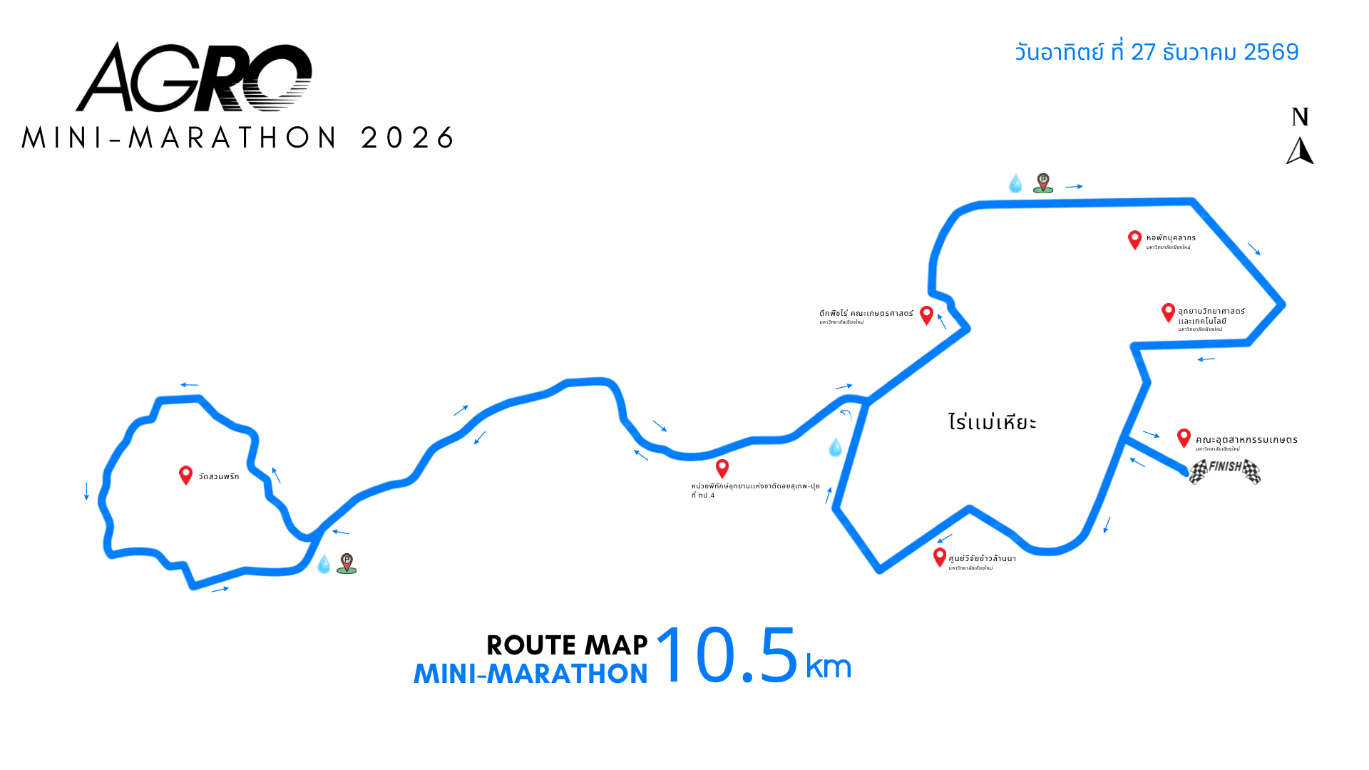 กำหนดการงานวิ่ง AGRO MINI MARATHON 2026